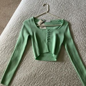Zara Crop Green Sweater
